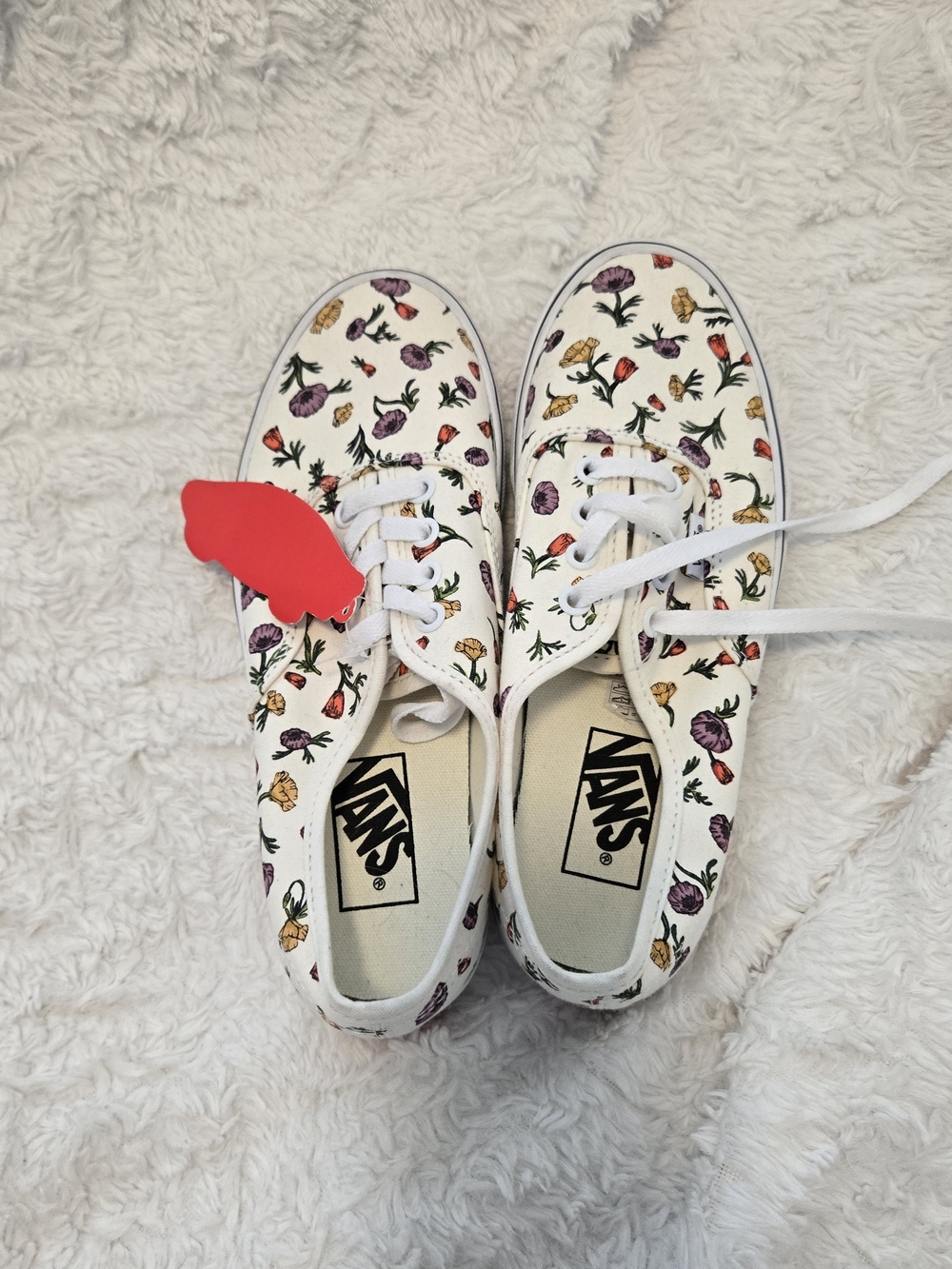 Vans Cream Canvas Low-Top Sneakers with Multicolor Floral Pattern